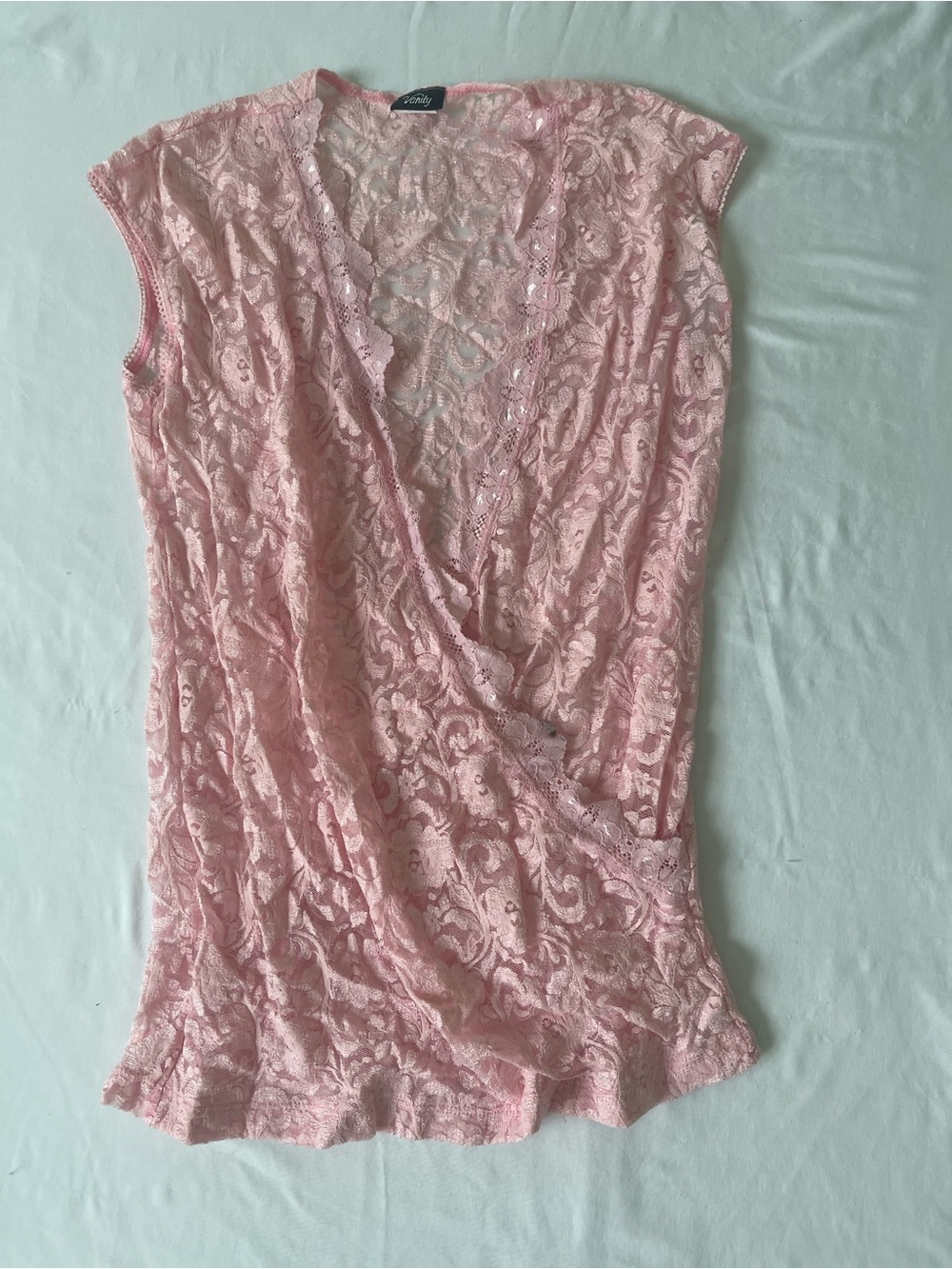 Vanity Vintage Essentials Y2K Iconic  Sheer Lace Pink Blouse Medium